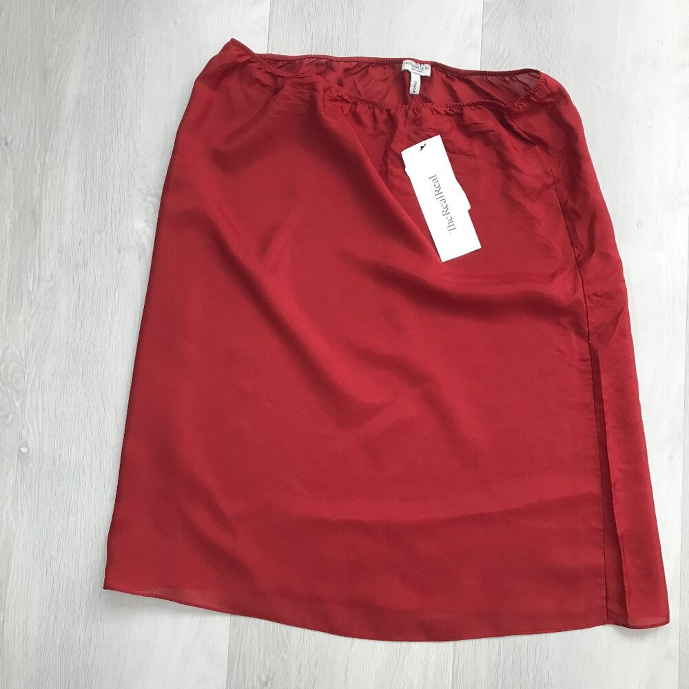 MORGANE LE FAY SLIP SKIRT RED 100% SILK ELASTIC WAISTBAND MEDIUM